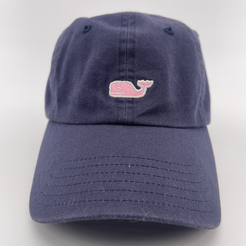 Vineyard Vines Navy Blue Baseball Cap Pink Whale Logo Embroidered‎ Hat